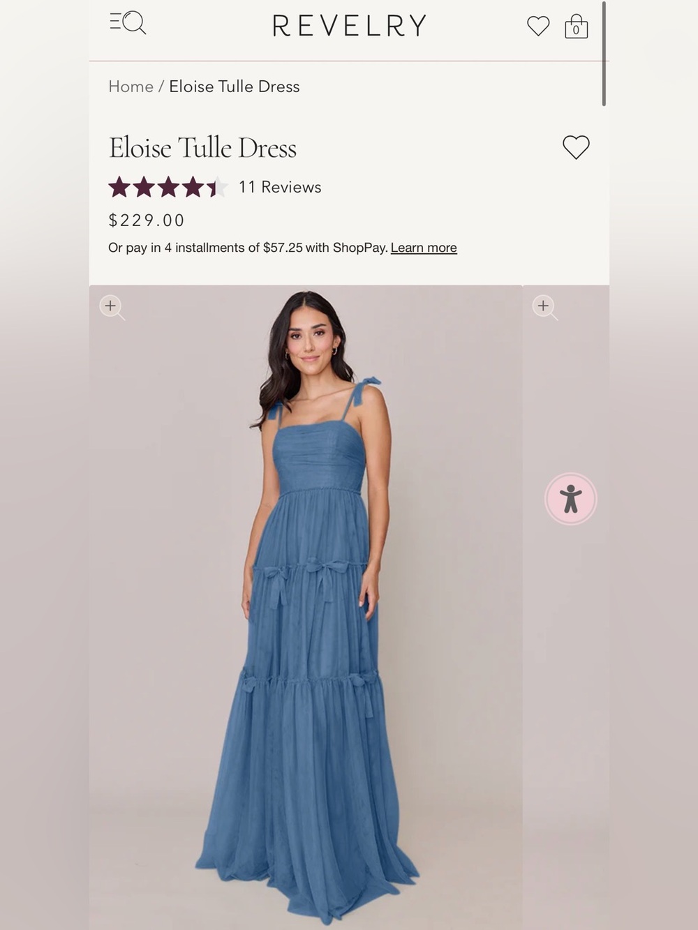 Revelry Eloise Tulle Maxi Dress in Dusty Blue